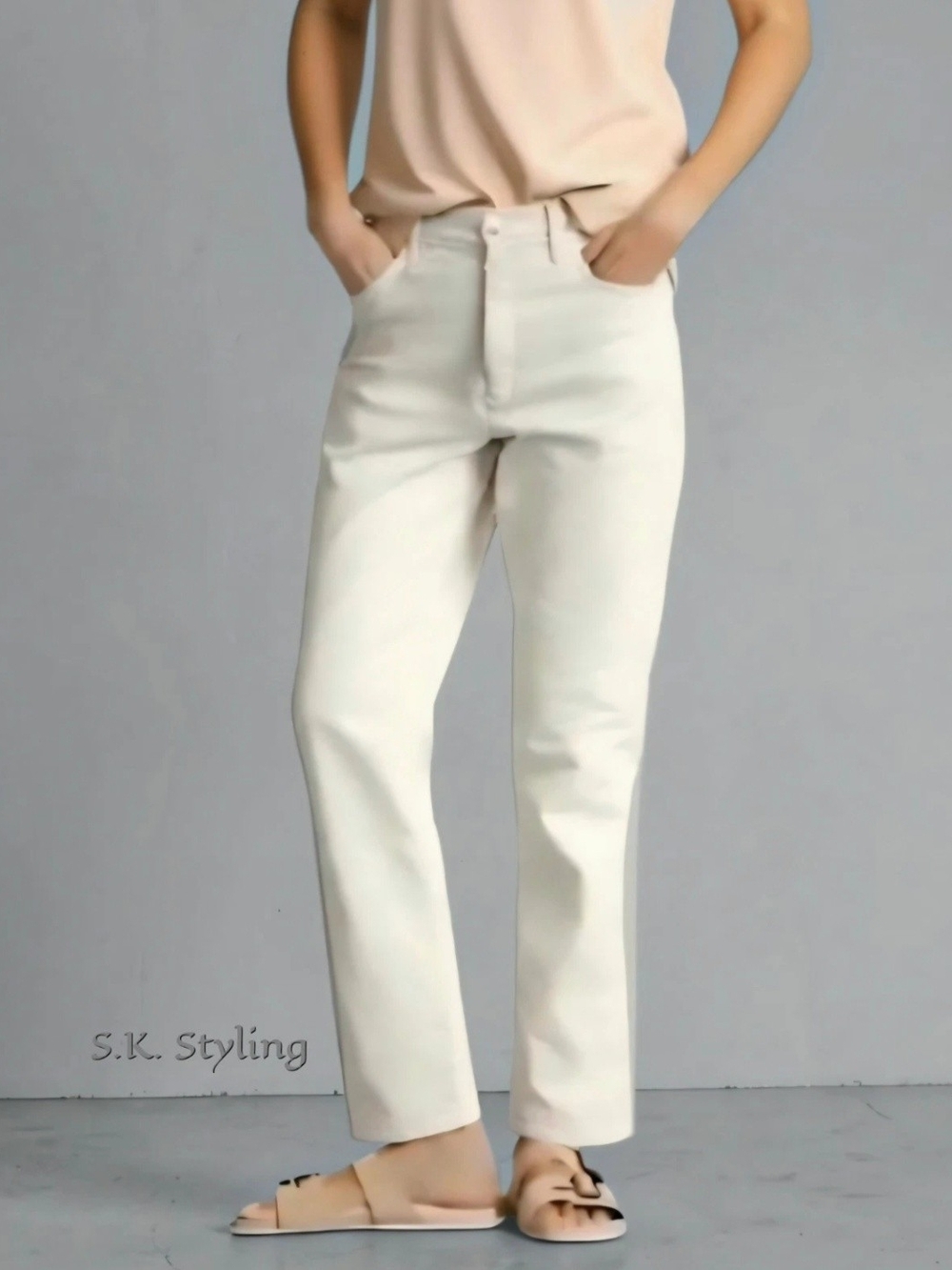 Blair Khaki Tan Beige Casual Pants High Rise Elastic Back Waist Cotton size 6P